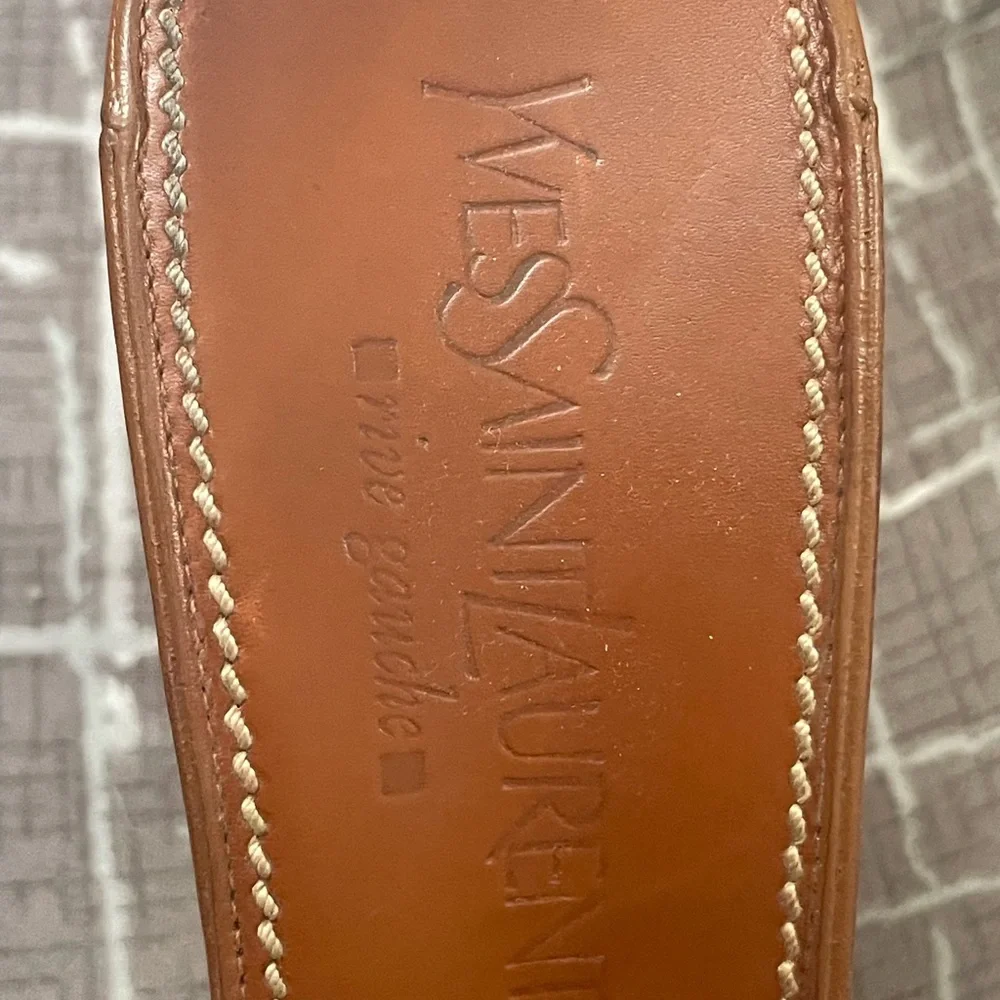Yves Saint Laurent Red and Tan Leather Mules - Picture 7 of 8